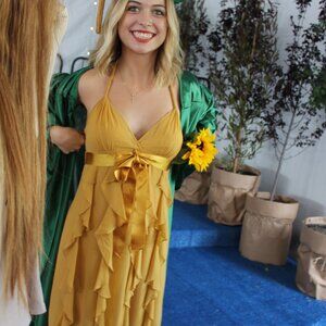 bcbgmaxazria mustard yellow mini dress